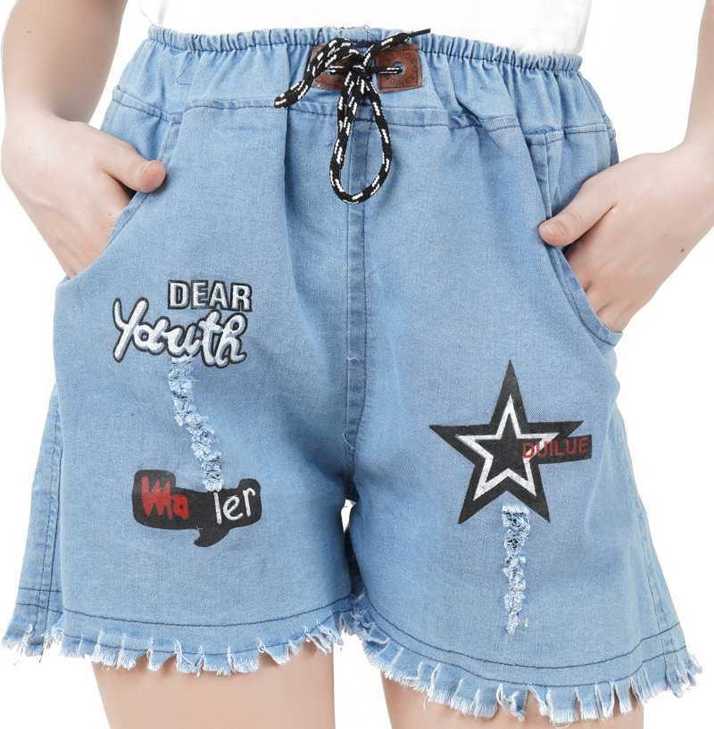 Future Fashion Printed Women Denim Light Blue Denim Shorts Buy