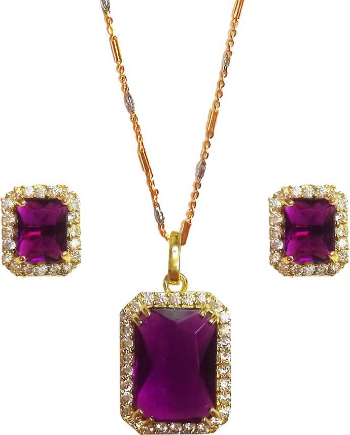 Jaipur Choice Smart Elegant Stone Pendant Set With Earrings For Womens Girls Las Purple Gold Plated Metal In India - Stone Pendant Earrings