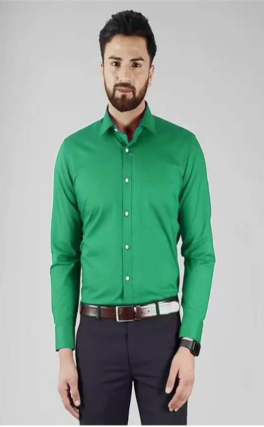 BS FASHION Men Solid Casual Light Green 