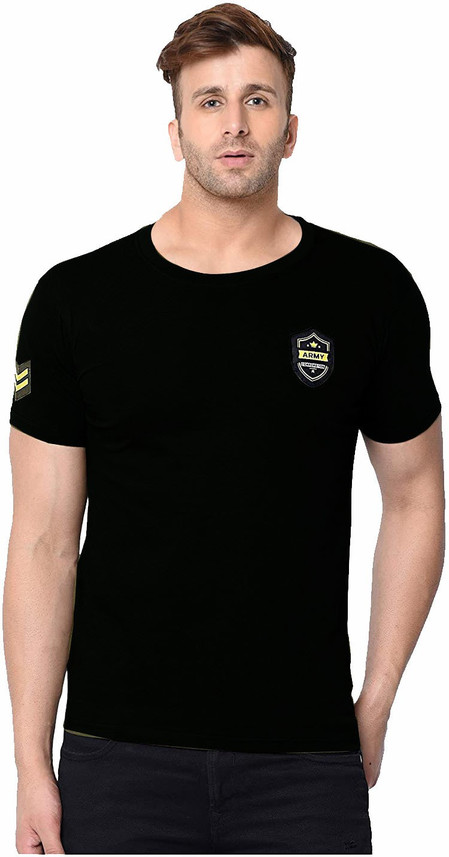 JOYCOOTS Solid Men Round Neck Black T 
