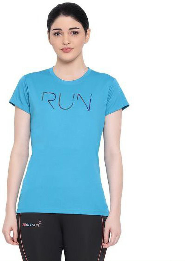 Sport Sun Sports Women Round Neck Blue 