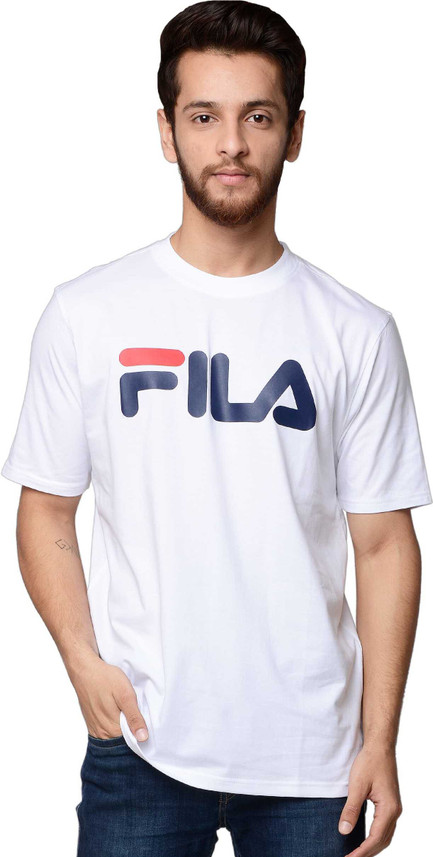 Buy FILA Printed Men Round Neck White T 