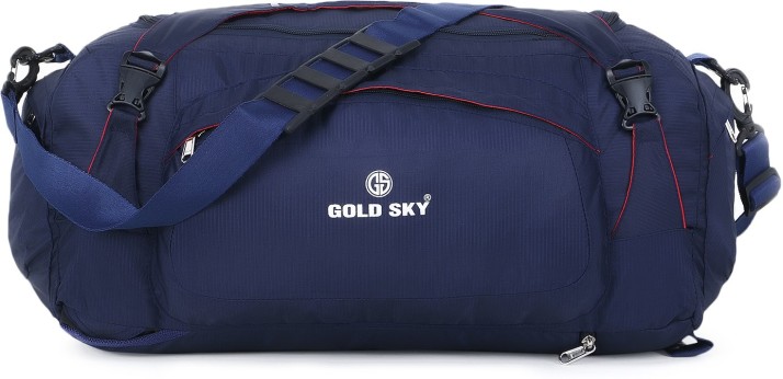 blue and gold duffle bag