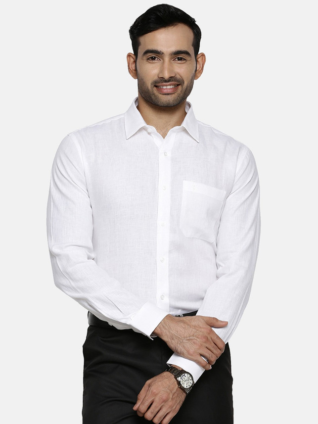 Ramraj Cotton Men Solid Formal White 