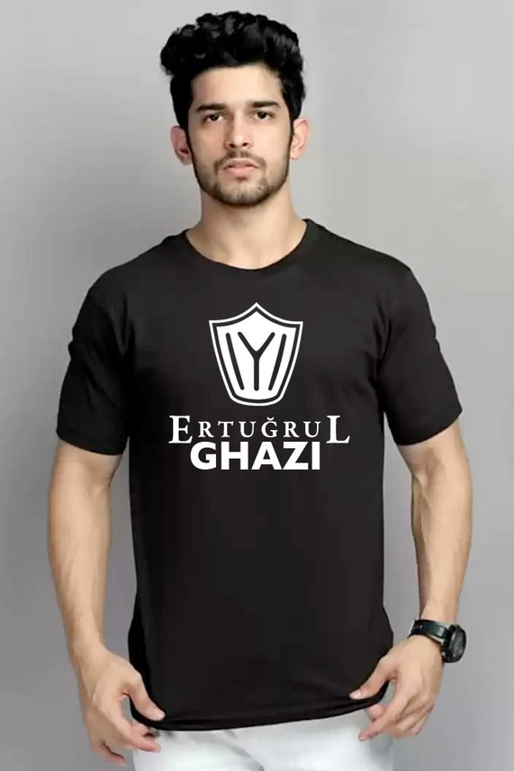 WYD Graphic Print Men Round Neck Black 