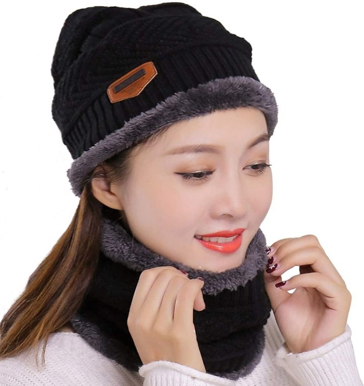 ladies black beanie