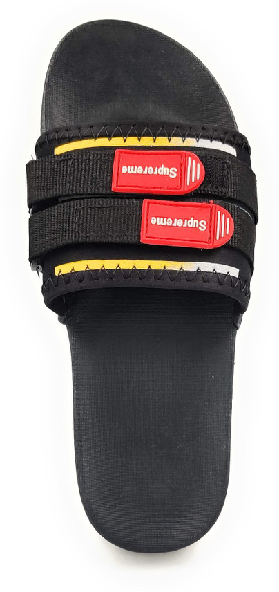 supreme flip flops black