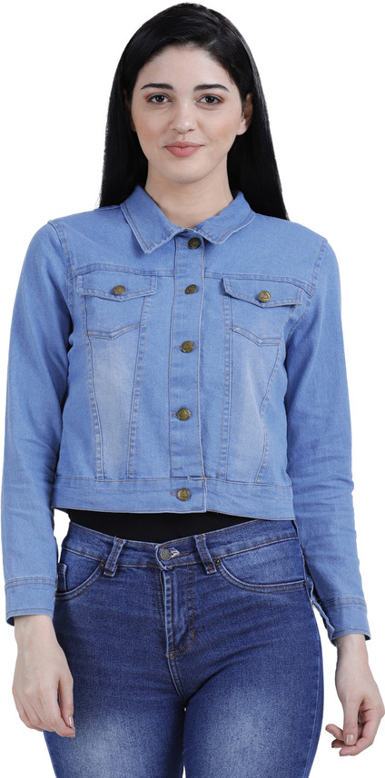 Sleeve Solid Women Denim Jacket 