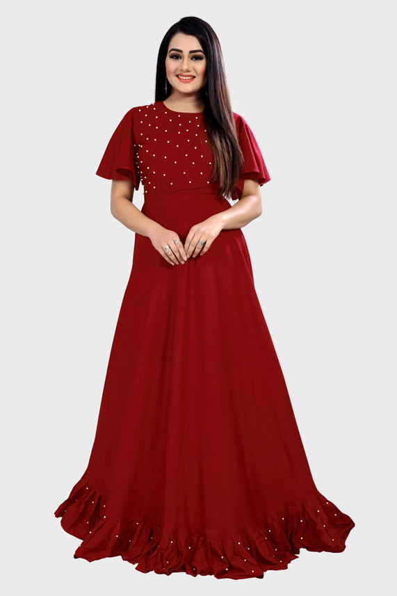 Ruffle gown flipkart Clearance