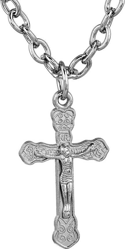 Zumrut Small Crucifix Cross Religious Chain Pendant Locket Necklace Spiritual Jewellery For Men And Women Silver Brass Set In India - Religious Chains And Pendants