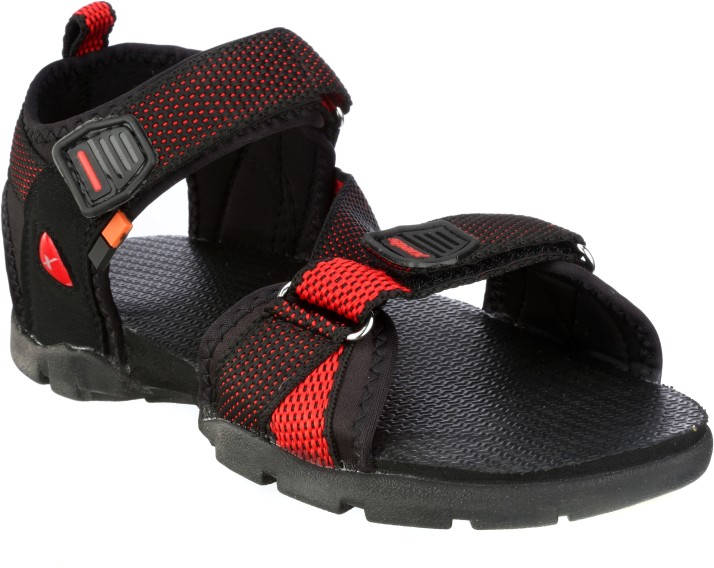 sparx men black red sandals