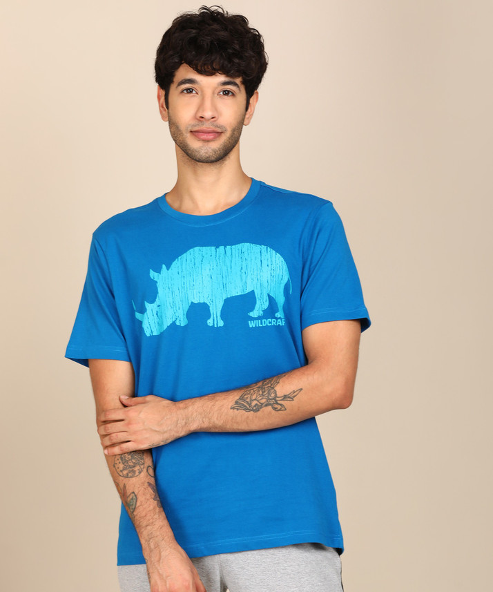 Wildcraft Printed Men Round Neck Blue T 