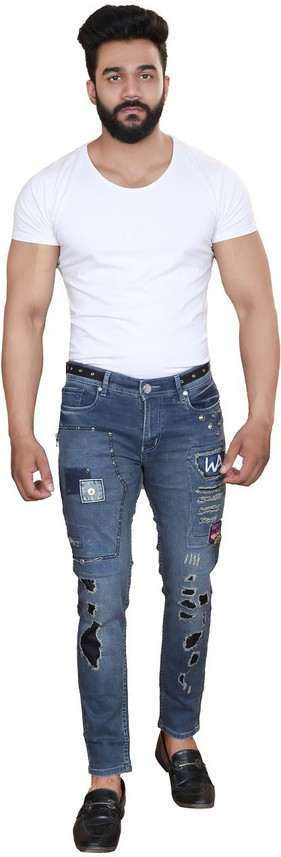 white apple jns Slim Men Brown Jeans 