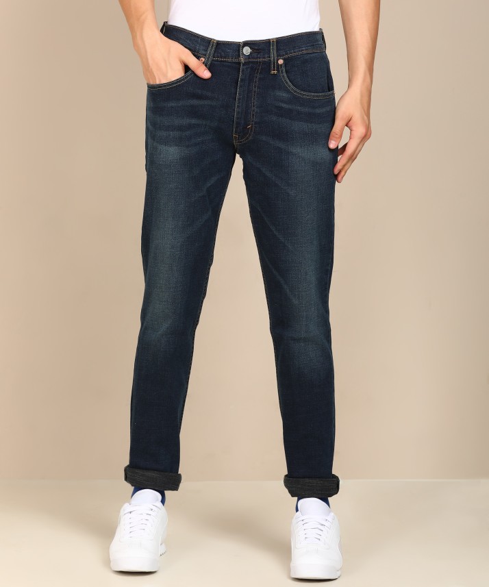 levi's slim men dark blue jeans