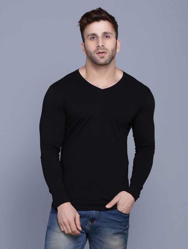 v neck black t shirt mens