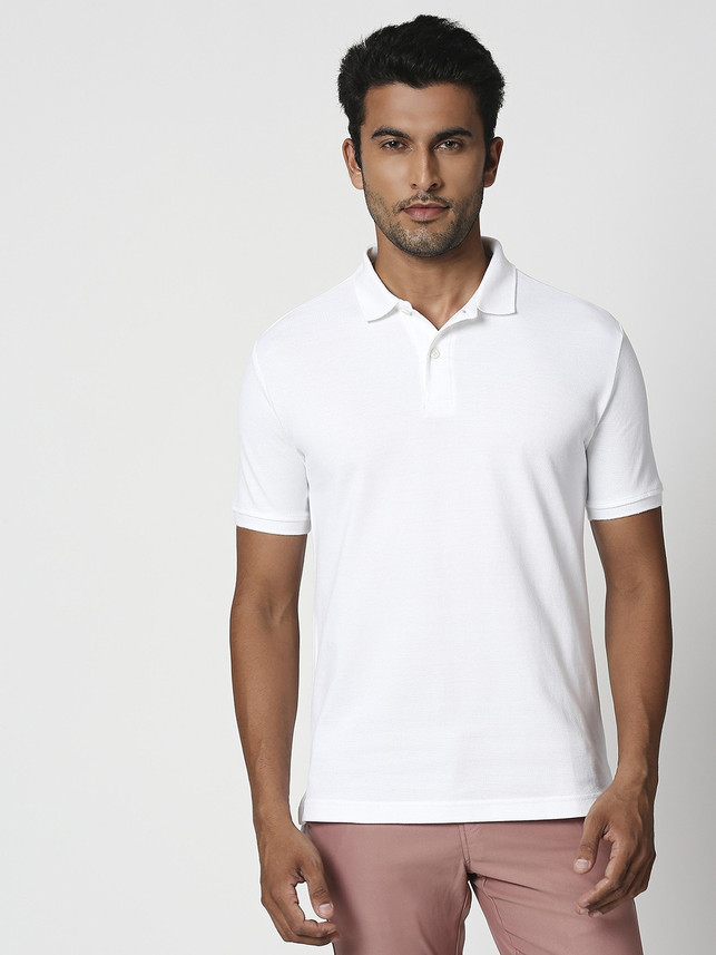 Buy BEWAKOOF Solid Men Polo Neck White 