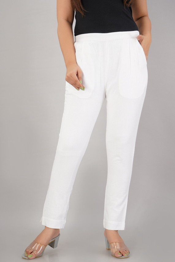 Sajke Regular Fit Women White Trousers 