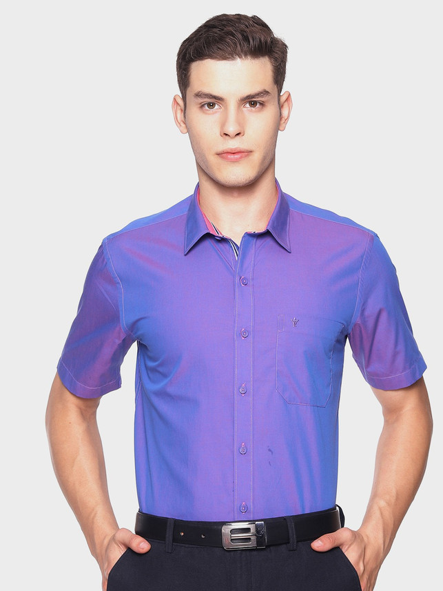 Ramraj Cotton Men Solid Formal Blue 