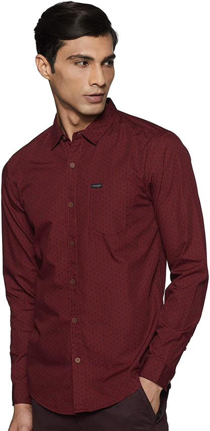 Wrangler Men Printed Casual Maroon 