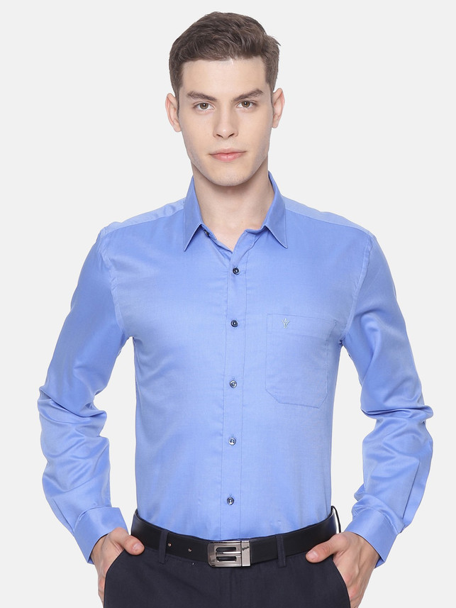 Ramraj Cotton Men Solid Formal Blue 