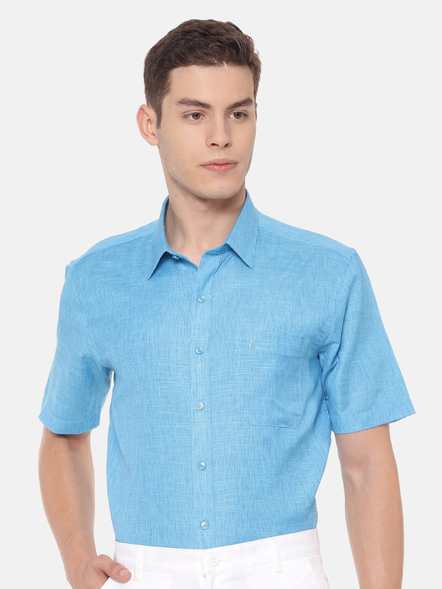 Ramraj Cotton Men Solid Formal Blue 