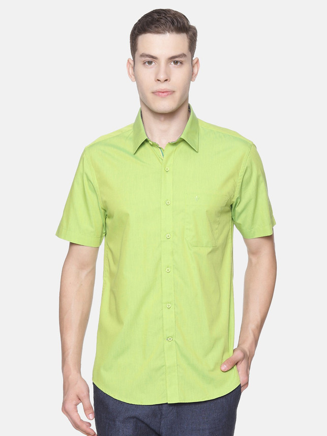 Ramraj Cotton Men Solid Formal Green 