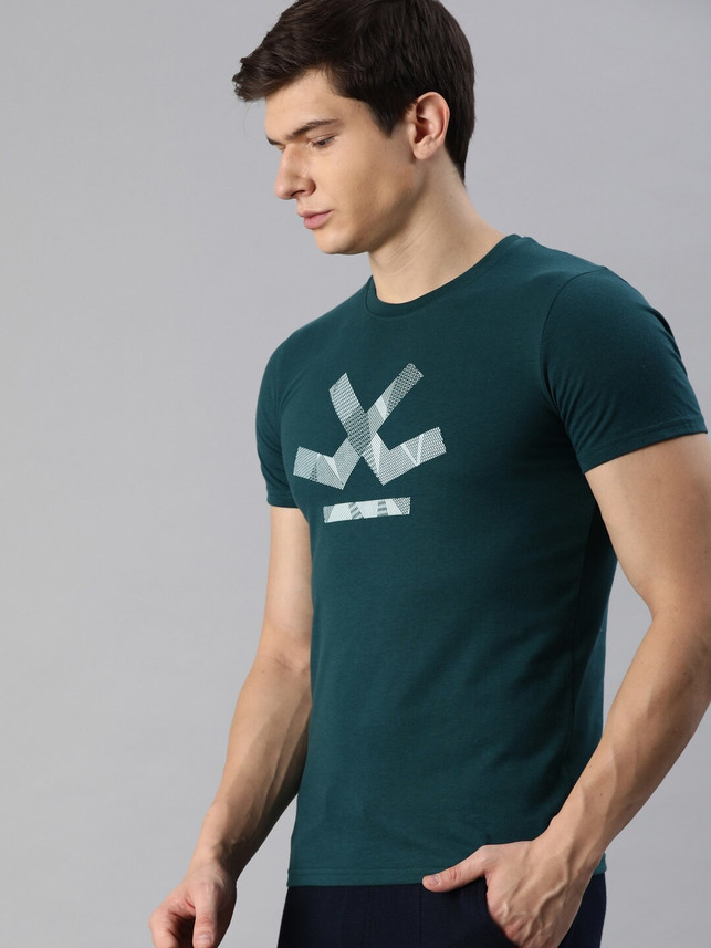 WROGN Printed Men Round Neck Green T 