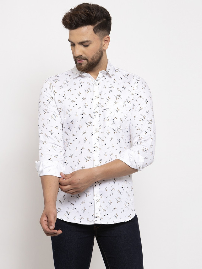 HANUMNTRA Men Printed Casual White 