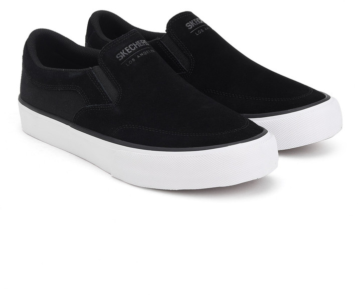 mens black slip on skechers