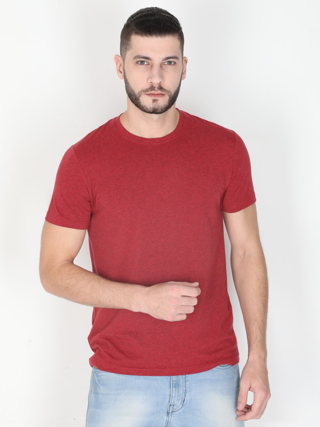 Pointer Solid Men Round Neck Red T 
