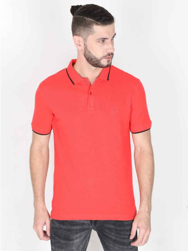 Pointer Solid Men Polo Neck Red T-Shirt 