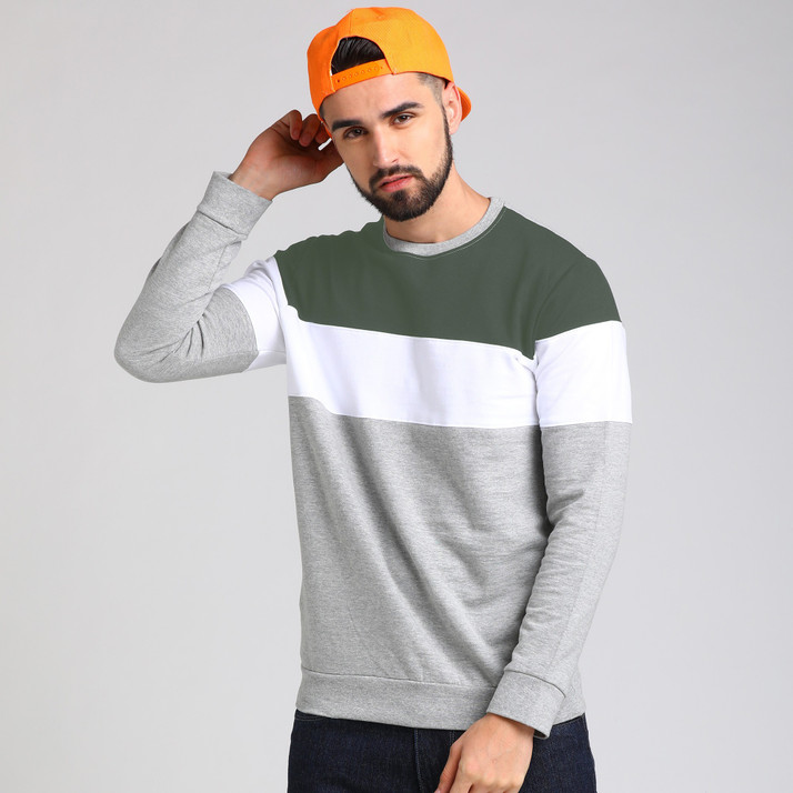 Full Sleeve Color Block Men Sweatshirt 