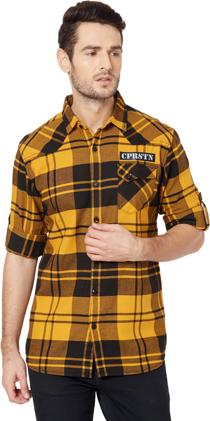 COPPERSTONE Men Checkered Casual Yellow 