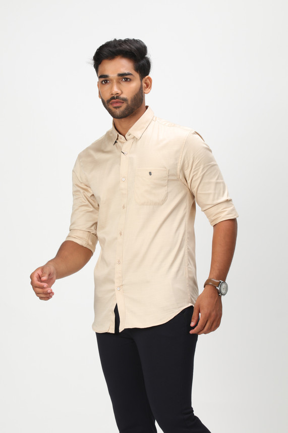 MOF Men Solid Casual Cream Shirt - Buy 