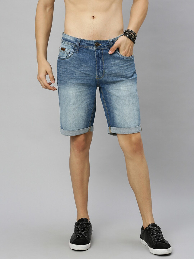Roadster Washed Men Blue Denim Shorts 
