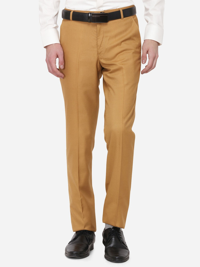 Greenfibre Slim Fit Men Khaki Trousers 