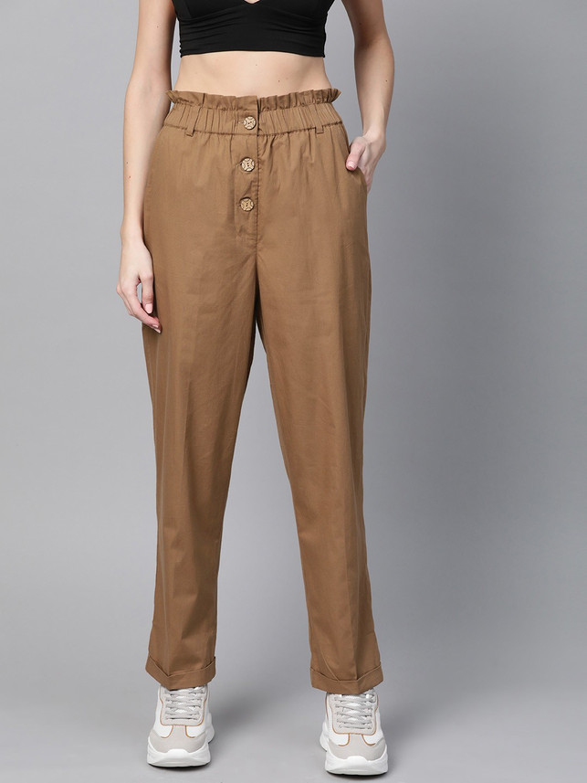 SASSAFRAS Relaxed Women Brown Trousers 