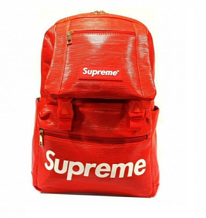 supreme red backpack leather
