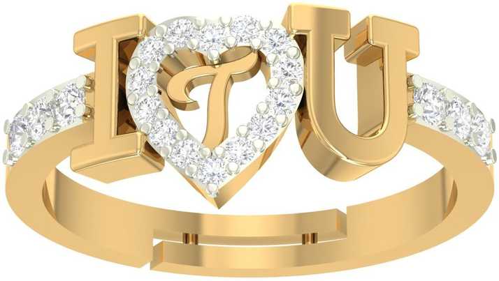 Kanak Jewels Kanak Jewels Ilu T Letter Rings Gold Adjustable Valentine Latest American Diamond Freesize Adjustable Fancy Ring Love Heart Initial Alphabet Rings For Girls Couple Girlfriend Women Ring Finger Ring Brass