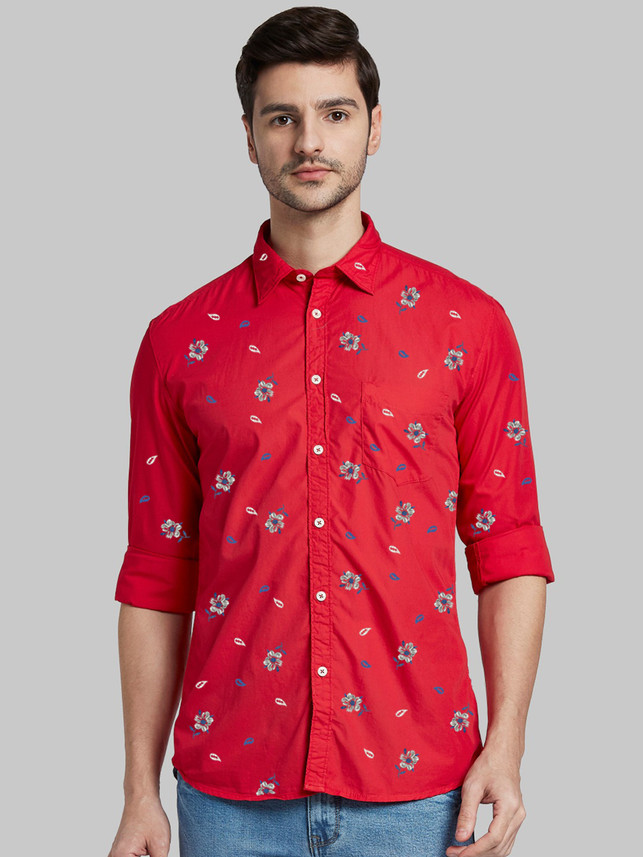Cavenders Men Floral Print Casual Red 