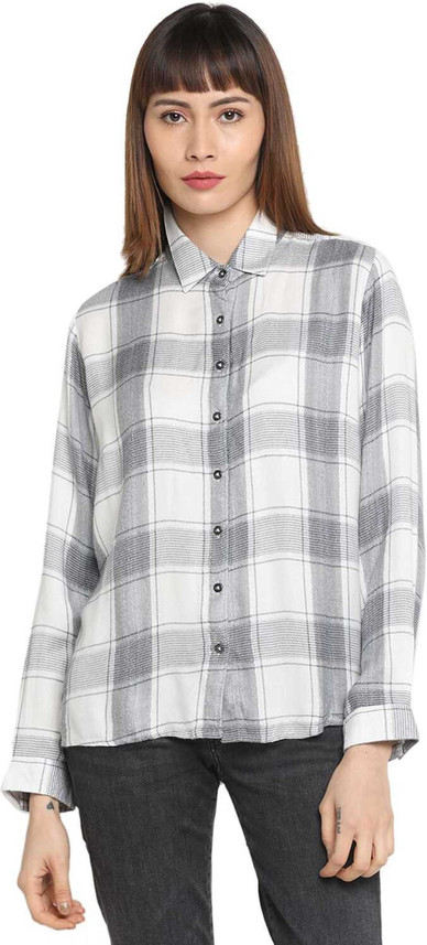 Pepe Jeans Women Checkered Casual White 