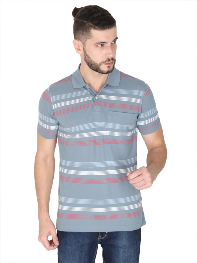 Pointer Striped Men Polo Neck 