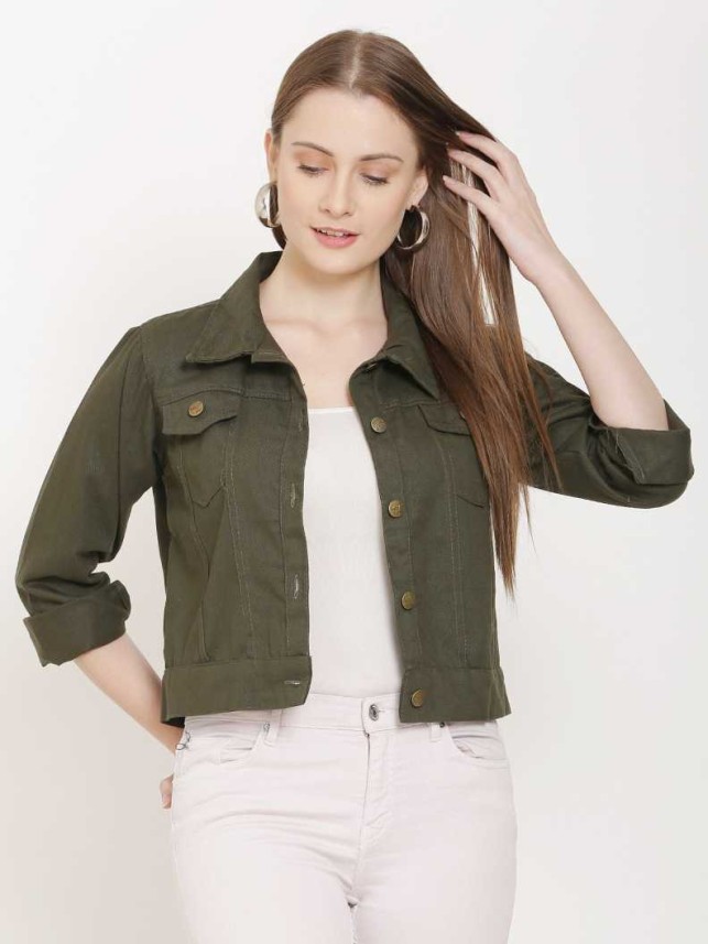 dark green denim jacket womens