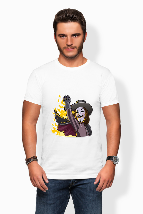 The BOB Printed Men Round Neck White T 