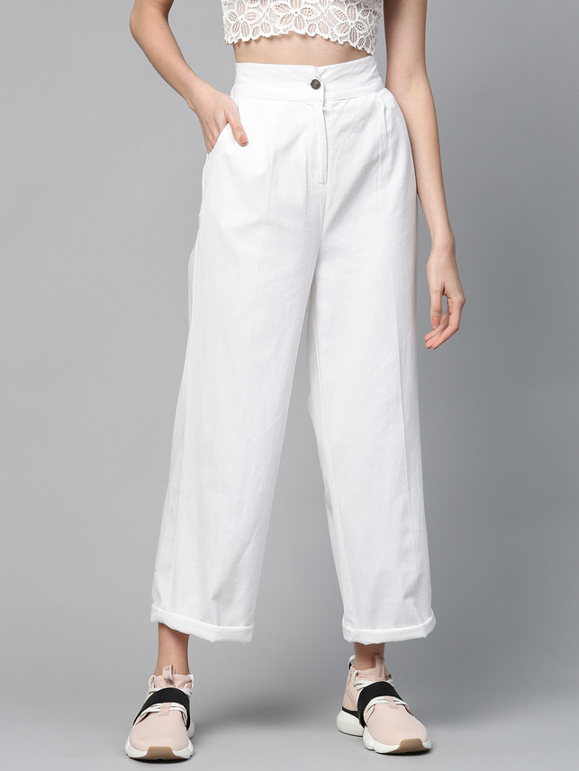 SASSAFRAS Relaxed Women White Trousers 