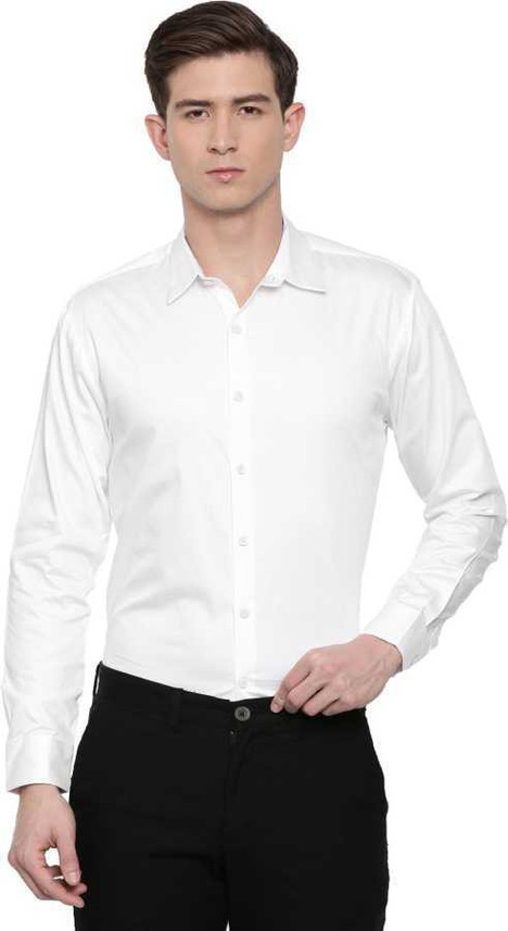 Men Solid Formal White Shirt 