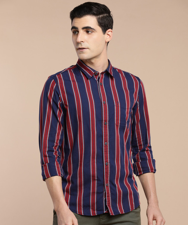 INDIAN TERRAIN Men Striped Casual Blue 