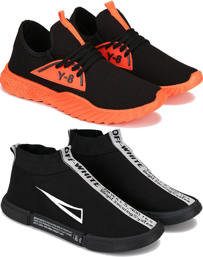 orange and black gym shoes
