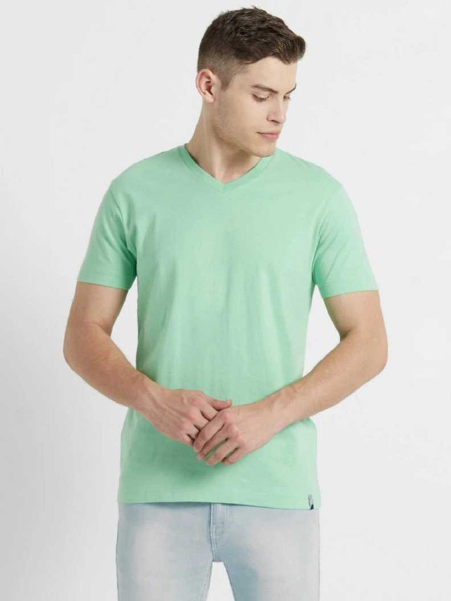 Buy JOCKEY Solid Men V Neck Light Green 