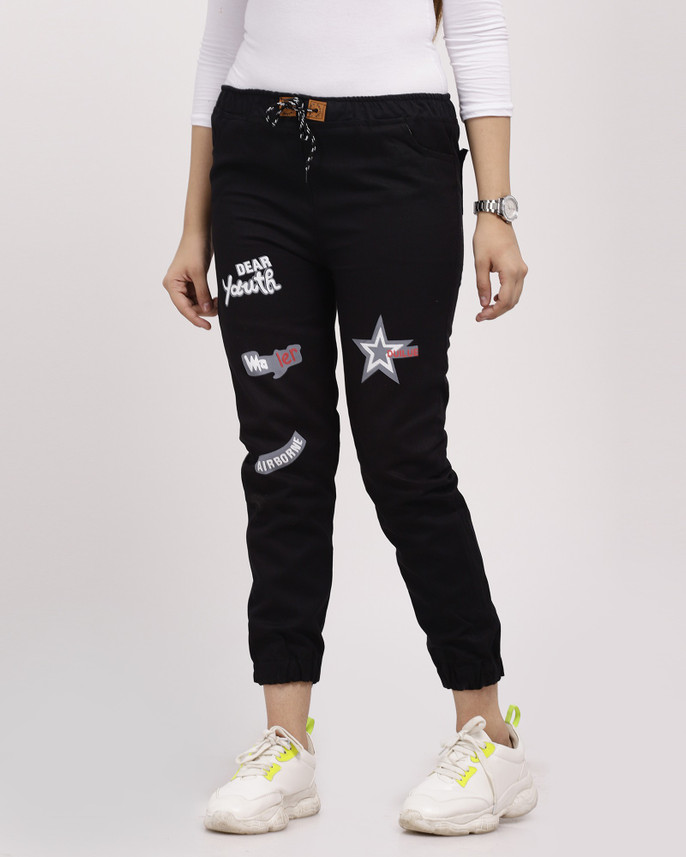 Black jean joggers womens Clearance